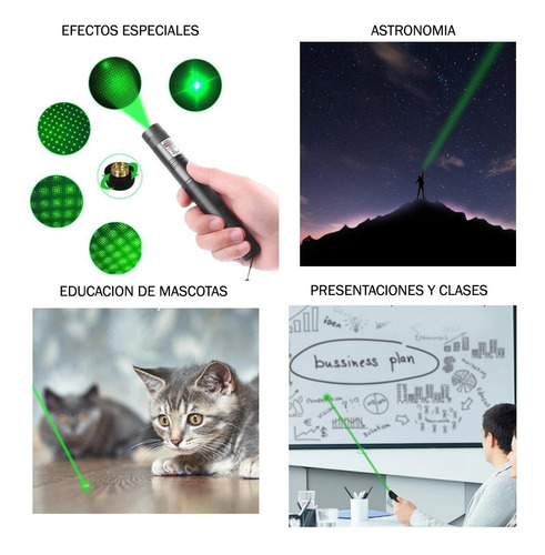 Imagen 2 de 10 de Puntero Laser Potente Verde Bateria Cargador Foco Ajustable