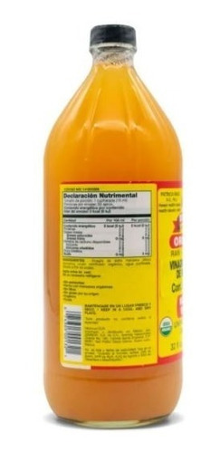 Imagen 2 de 6 de Vinagre De Manzana Orgánico 946 Ml Bragg Mother Madre