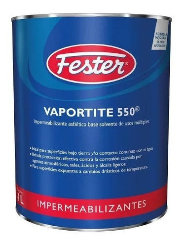 Impermeabilizante Asfaltico Fester Vaportite 4L Negro