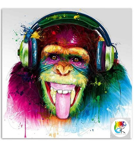 Imagen 3 de 5 de Cuadro Decorativo Personalizado Monos 60x84 - Ok Creativo
