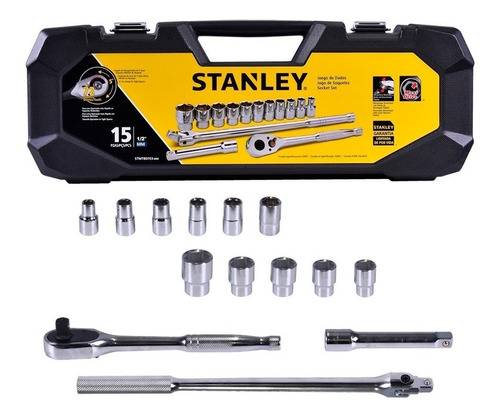 Juego Set De Tubos Dados Stanley 15 Piezas De 1/2 Stmt80703