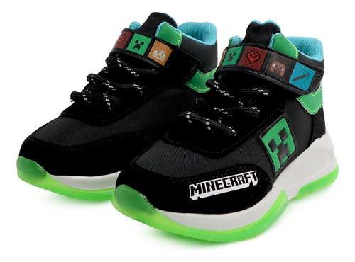 Tenis Original Minecraft Bota Creeper Steve Para Niño