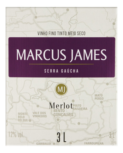 Marcus James Meio Seco Merlot vinho tinto em bag in box 3L