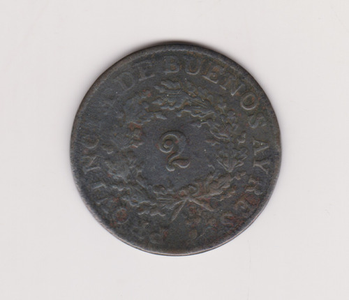 Moneda Argentina Bs As 2 Reales Año 1854 J/19.2.3 Muy Bueno+