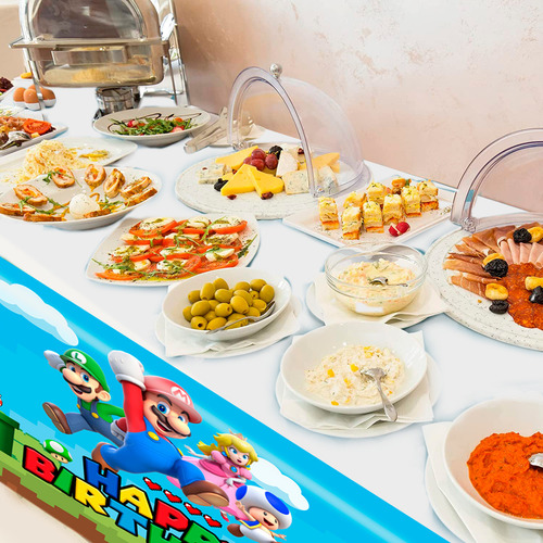 Mantel de Super Mario, 1 pieza de 42,5 x 70,8 pulgadas, ideal para fiestas de los Hermanos Mario, fiestas temáticas de Super Mario o cumpleaños de Super Mario
