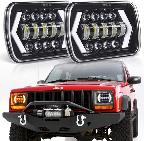 Imagen 1 de 6 de 5x7 6x7 H4 Led Faros Flecha Ámbar Jeep Cherokee Yj Xj D21