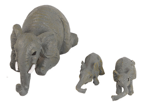 Escultura Animal Linda Elefante Madre Y Bebés