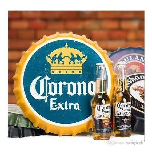 Placa Decorativa Metálica Tipo Tapa Vintage - Retro Corona