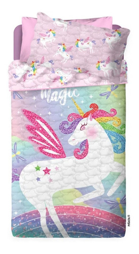 Cubrecamas Cover Quilt  Pinata 1 1/2 Plaza Con Funda Almoha.