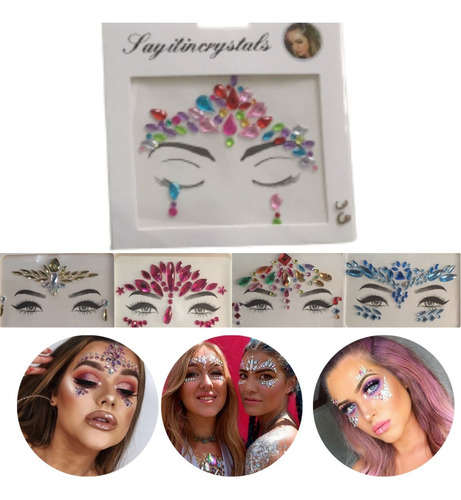 Imagen 1 de 10 de Gemas Autoadhesivas Rostro Cuerpo Strass Brillos Piedras
