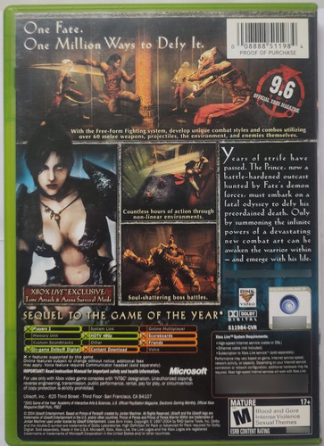 Prince Of Persia Warrior Within Original Xbox Impecable! (Usado)