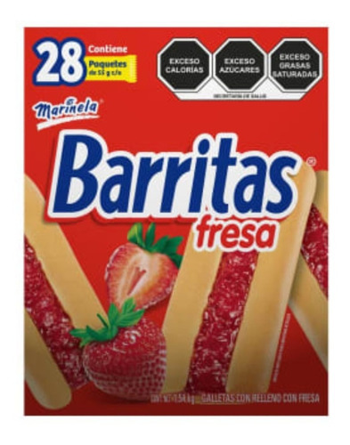 Barritas Marinela Fresa Con 28 Piezas De 55 G C/u - 2 Cajas