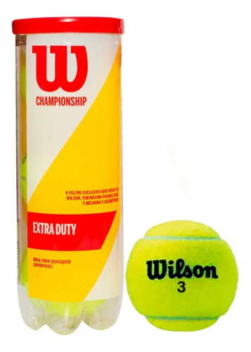 Kit 3 Bolas De Tênis Wilson Championship Extraduty Jogo