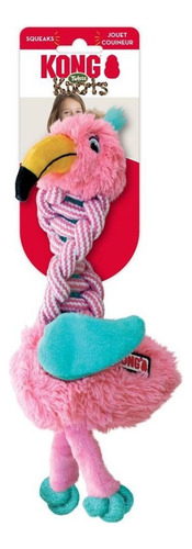 Flamingo Kong Knots Squeaks Juguete Chico Para Perro Color Rosa