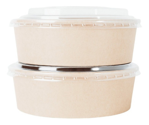 Imagen 1 de 9 de Ensaladera Bowl Polipapel Blanco 50 Onzas Con Tapa X 100 U
