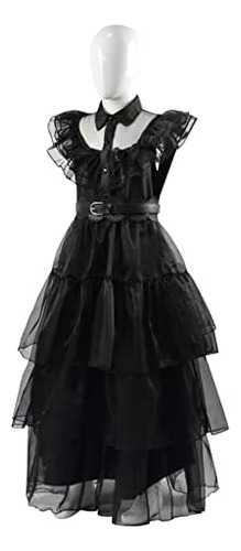 Vestido De Miércoles Addams Para Mujer, Disfraz Para Niñas,