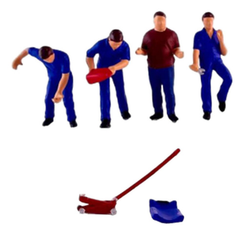 Figuras De Diorama 4x 1/64 Con 2 Herramientas, Azul