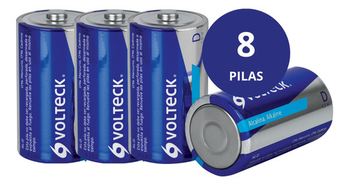 Blíster Con 8 Pilas Baterias Alcalinas Tamaño D, Volteck