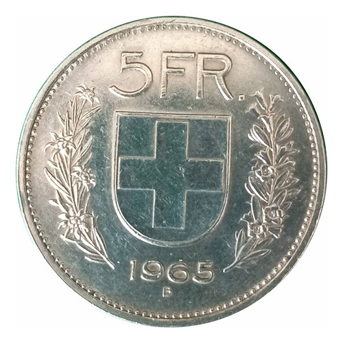 Moneda Suiza 5 Francos 1965 Usada Conservada