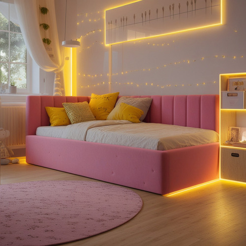 Kit 15 Cabeceira Modular Cama Box Retangular 45x20 Em L Cor Rosa-chiclete