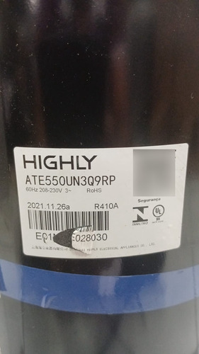 Compressor Higly 60.000 Btus - 5tr 410a 220v- Trifásico Novo