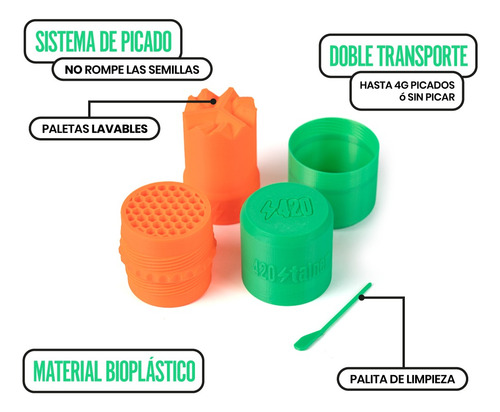 Imagen 2 de 7 de Picador Grinder Tainer Verde/naranja