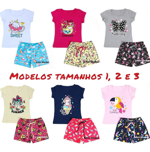 Kit 6 Conjuntos Infantil Menina Verão Roupa Criança