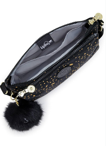 Bolsa Kipling Crossbody Mikaela Original Golden Night Puntos Dorado Negro