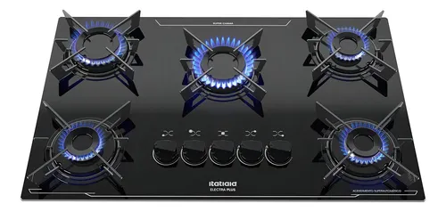 Cooktop Itatiaia Electra Plus 5 Bocas Mesa Vidro Preto Bivol Preto 127/220v