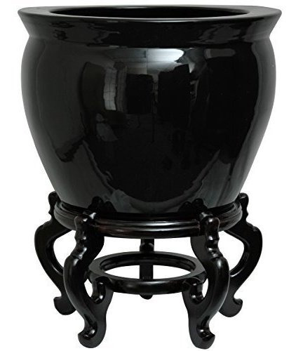 Oriental Furniture 20  Porcelana Pecera Negro