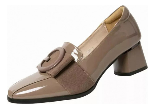 Zapatos Gruesos De Tacón Bajo Con Punta Cerrada Para Mujer,