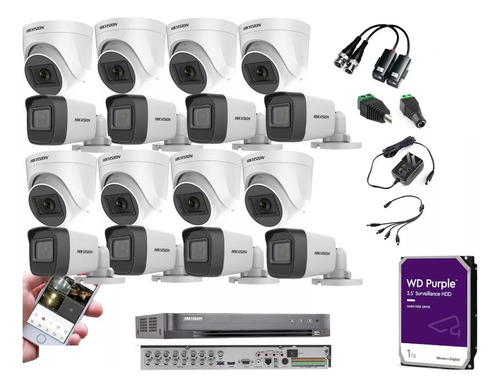 Hikvision Kit 16 Camaras  Seguridad Vigilancia  5mp + Disco