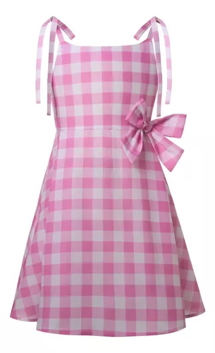 Vestido Infantil Barbie Rosa Xadrez Filme Aniversário Temático