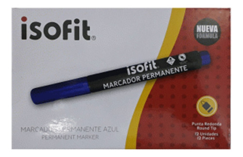 Marcador Permanente Isofit Azul Punta Redonda X24 ($599 C/u)