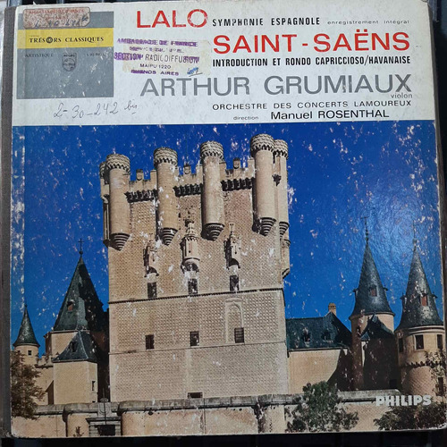 Vinilo Grumiaux Violon Rosenthal Lalo Saint Saens Album Cl2