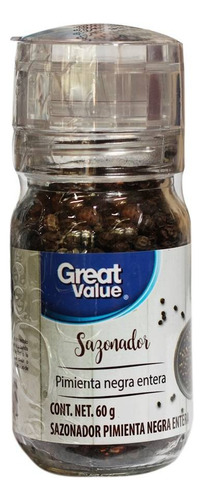 3 Pza Sazonador Great Value Pimienta Negra Entera 60 G