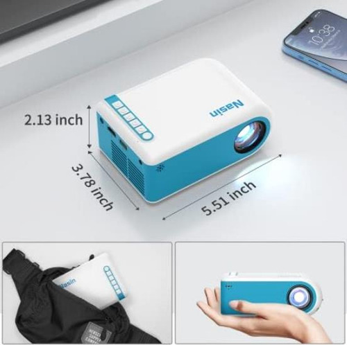 Mini Projetor, Projetor Portátil Nasin 1080p Compatível Com