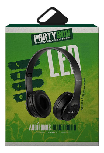 Audífonos Inalámbricos Bluetooth De Diadema Party Box Pb-h66 Negro