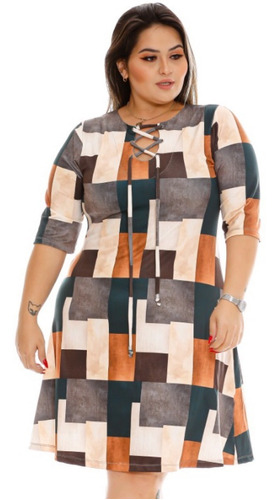 Vestido Midi Manga Longa Roupa Feminina Plus Size Promoção