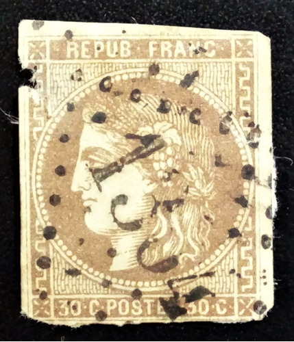 Francia, Sello Yv 47 Ceres De Bordeaux 30c 1870 Usado L15520