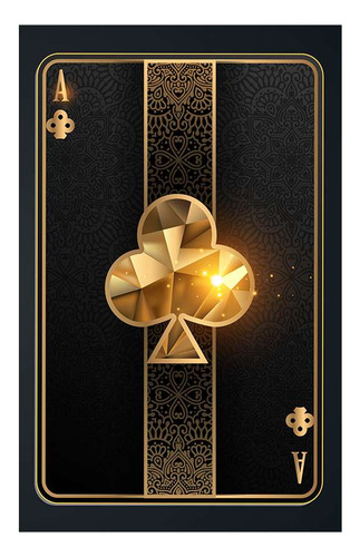 Vinilo 80x120cm Carta Oro Poker Trebol Negro Naipe