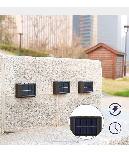 Lâmpada De Parede Solar Com 6 Luzes Led Automáticas Para Ext