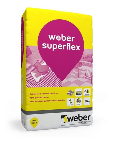 Pegamento Adhesivo Porcellanato Superflex Weber 30 K Int/ext