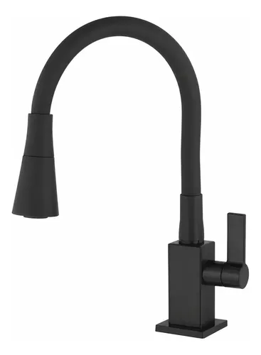 Torneira Cozinha Gourmet Flexível Preta P/ Pia Bancada Metal Preto Fosco