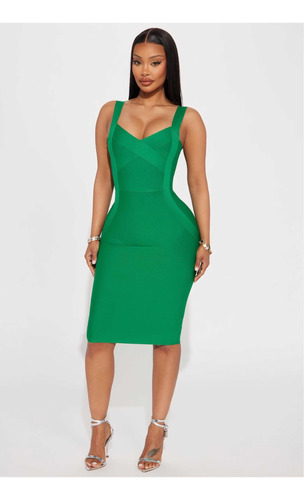 Vestido Bandage Color Verde Esmeralda Marca Fashion Nova