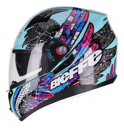 Capacete Moto Bieffe B40 Astro Verde Água Com Óculos Interno Tamanho 60 Cor Astro Verde Agua