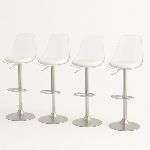 Banco De Barra Transparente Eames 4 Pzas Hogarden Moderno Acabado De La Estructura Cromado