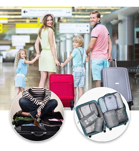 Set Organizador De Equipaje De Viaje Sweet De 8 Piezas Color Gris