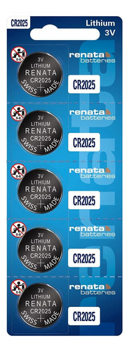 Cr2025 Renata Baterias Botón 3 Voltios Swiss Made 5 Baterias 