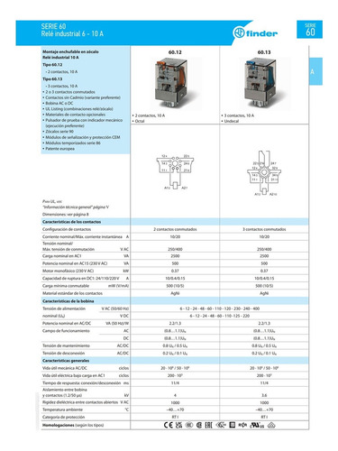 Relevador 8 Pines Redondo Con Base Bobina 24vdc Finder